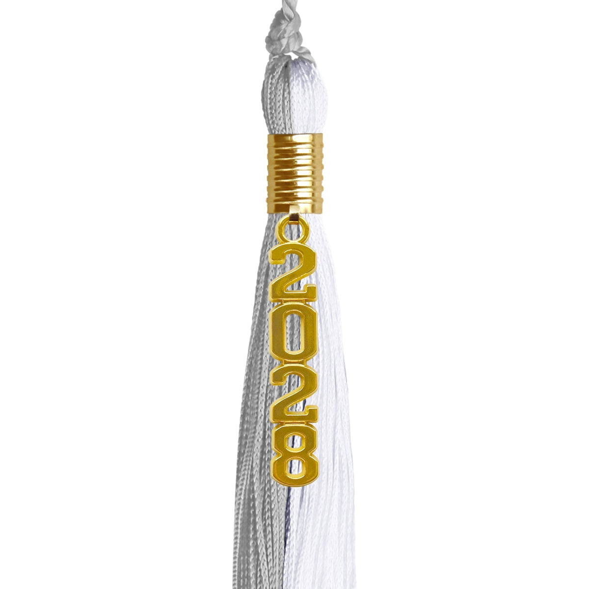 Grey/White Graduation Tassel with Gold Stacked Date Drop - Endea Graduation