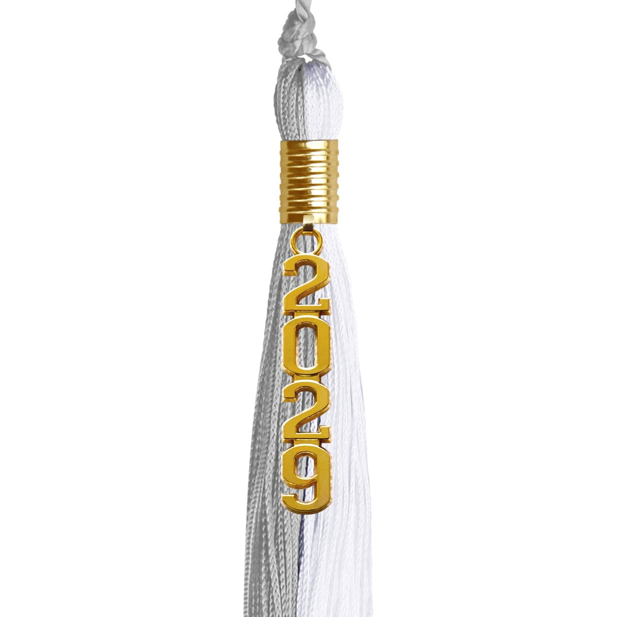 Grey/White Graduation Tassel with Gold Stacked Date Drop - Endea Graduation