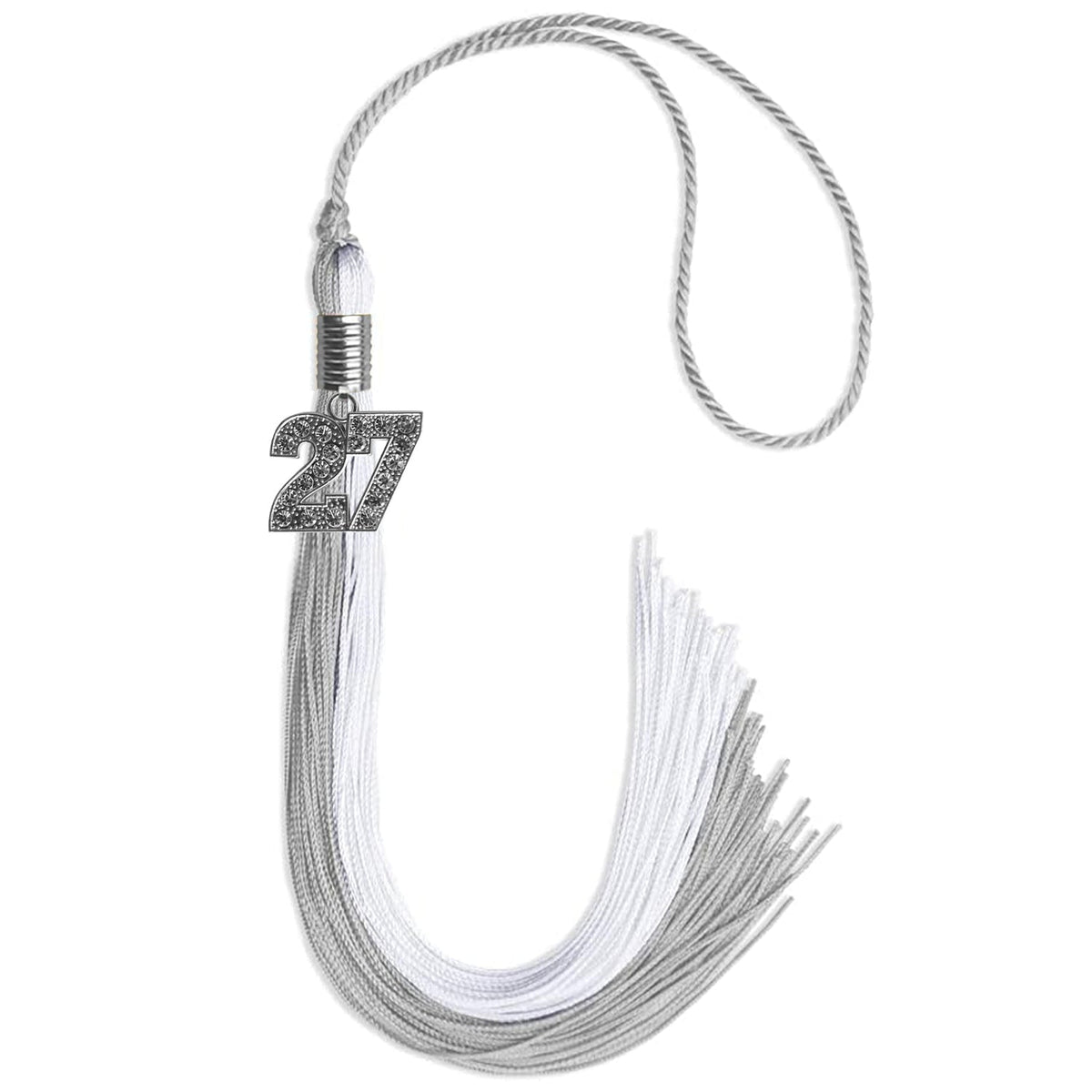 Grey/White Graduation Tassel with Silver Bling Charm - Endea Graduation