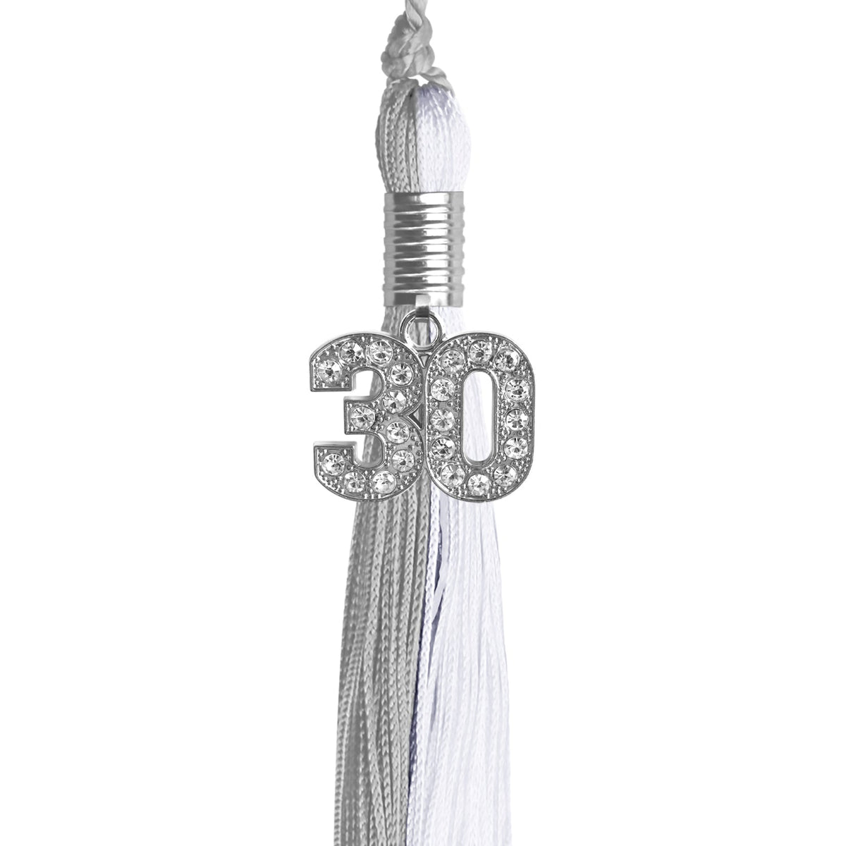 Grey/White Graduation Tassel with Silver Bling Charm - Endea Graduation