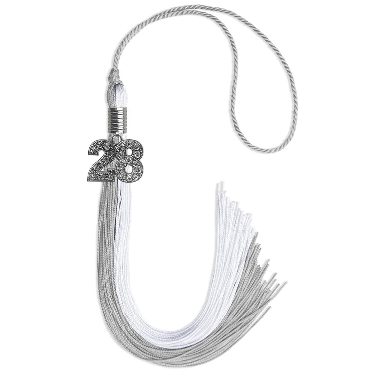 Grey/White Graduation Tassel with Silver Bling Charm - Endea Graduation