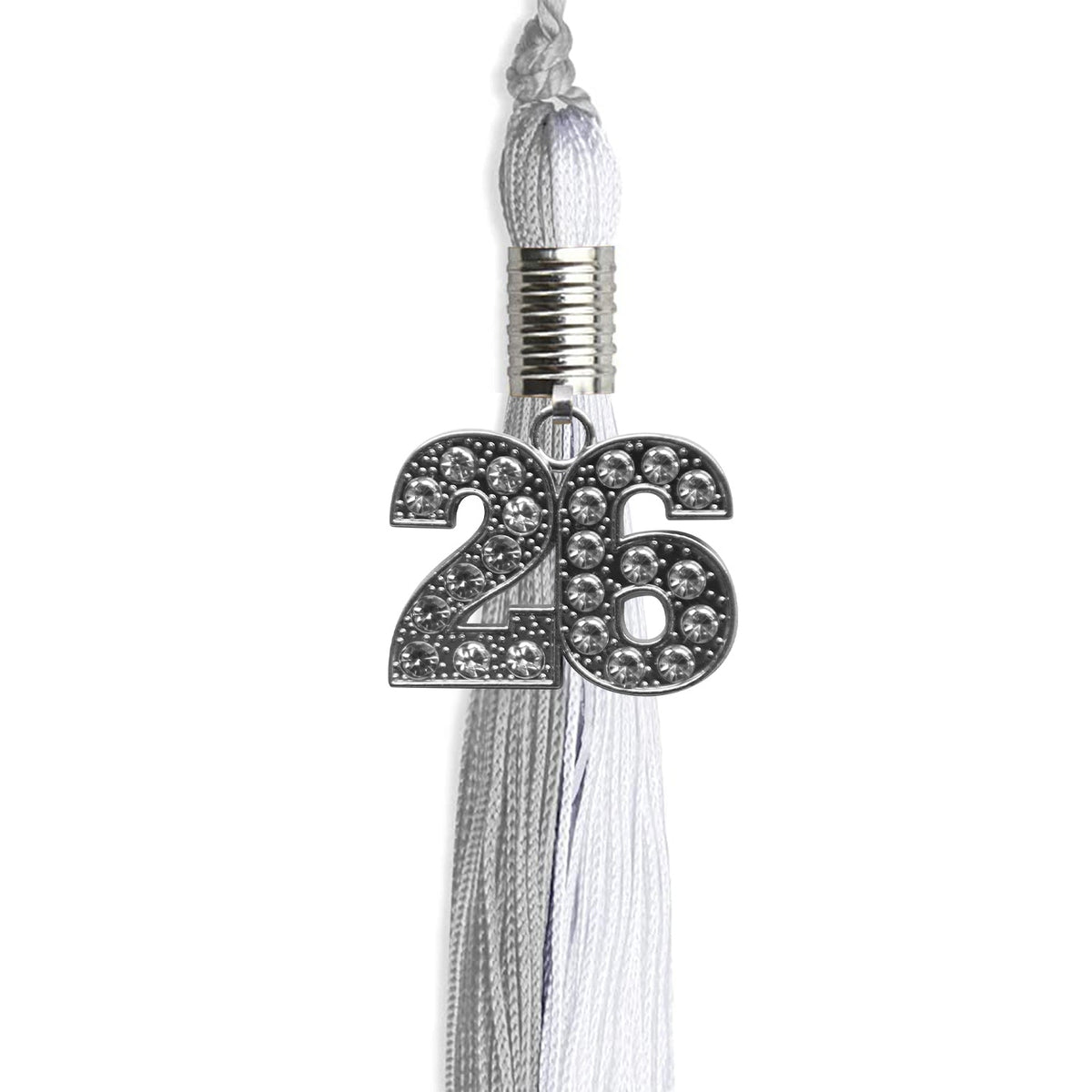 Grey/White Graduation Tassel with Silver Bling Charm - Endea Graduation