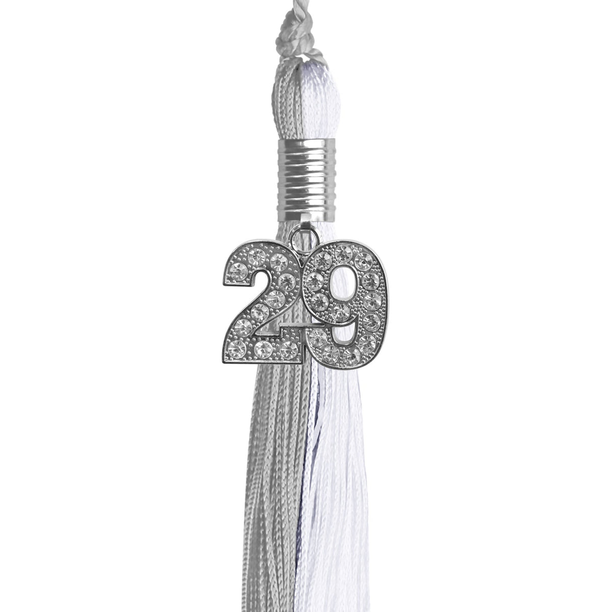 Grey/White Graduation Tassel with Silver Bling Charm - Endea Graduation