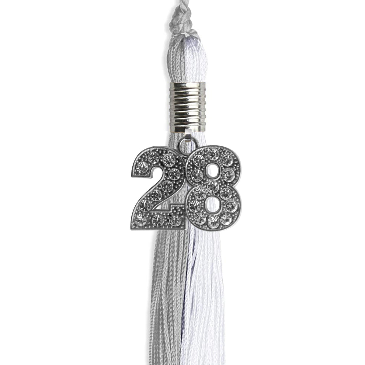 Grey/White Graduation Tassel with Silver Bling Charm - Endea Graduation