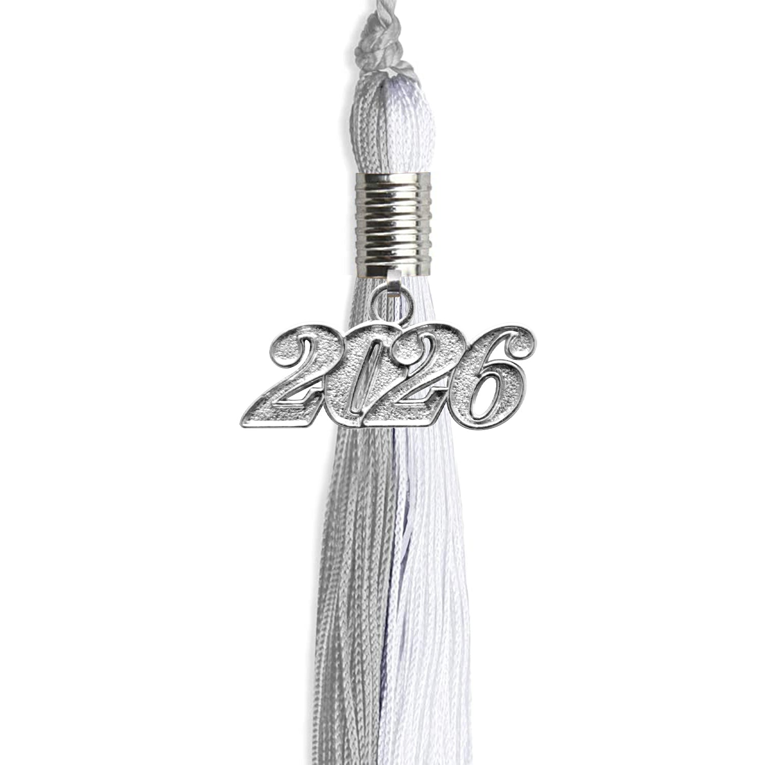 Grey/White Graduation Tassel with Silver Date Drop - Endea Graduation