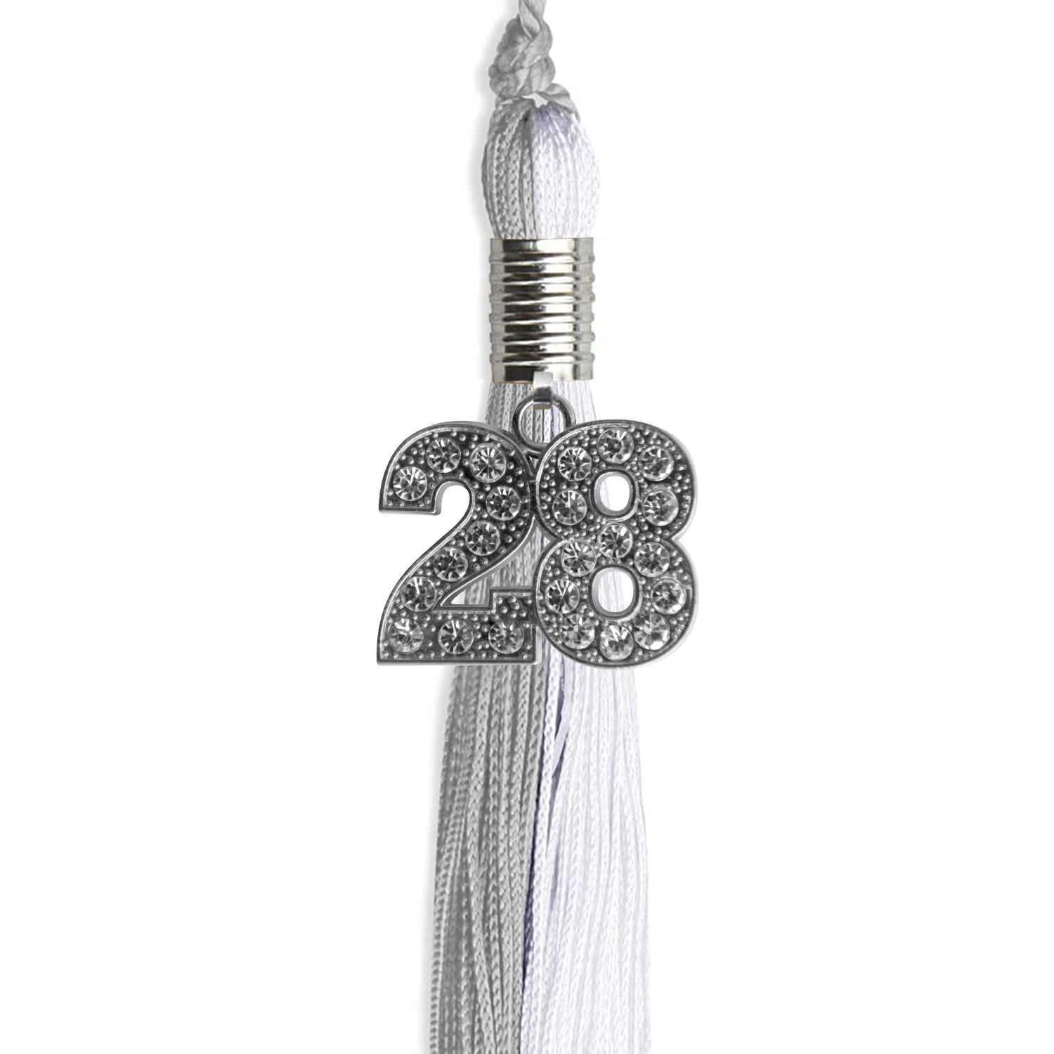 Grey/White Graduation Tassel with Silver Date Drop - Endea Graduation