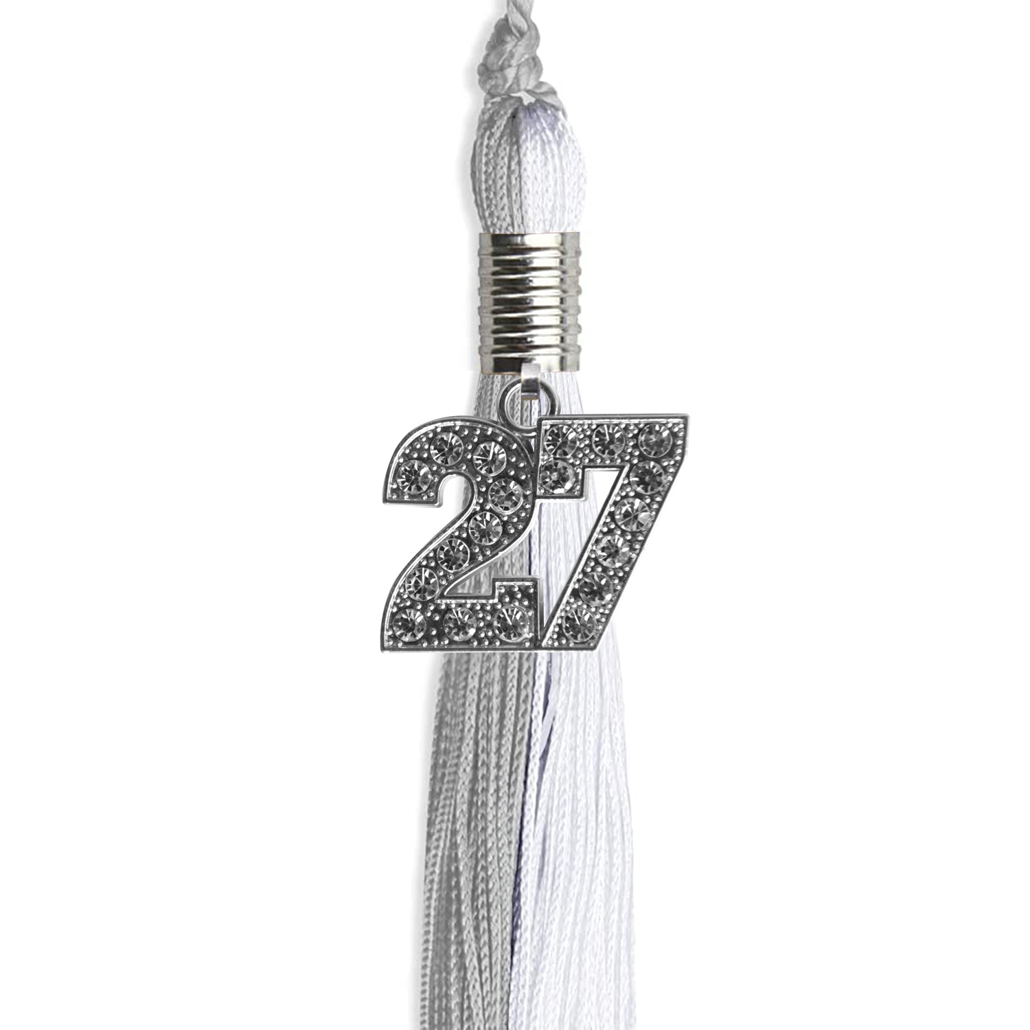 Grey/White Graduation Tassel with Silver Date Drop - Endea Graduation