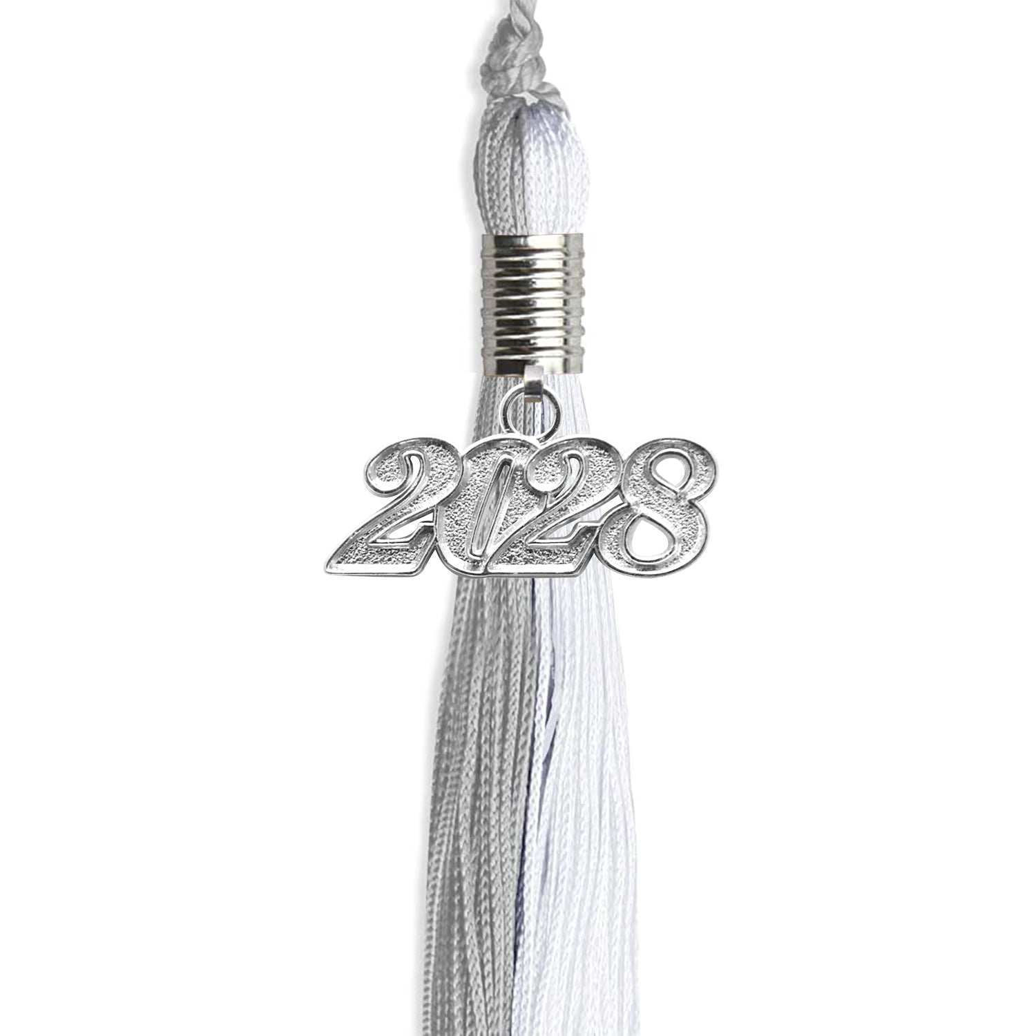 Grey/White Graduation Tassel with Silver Date Drop - Endea Graduation