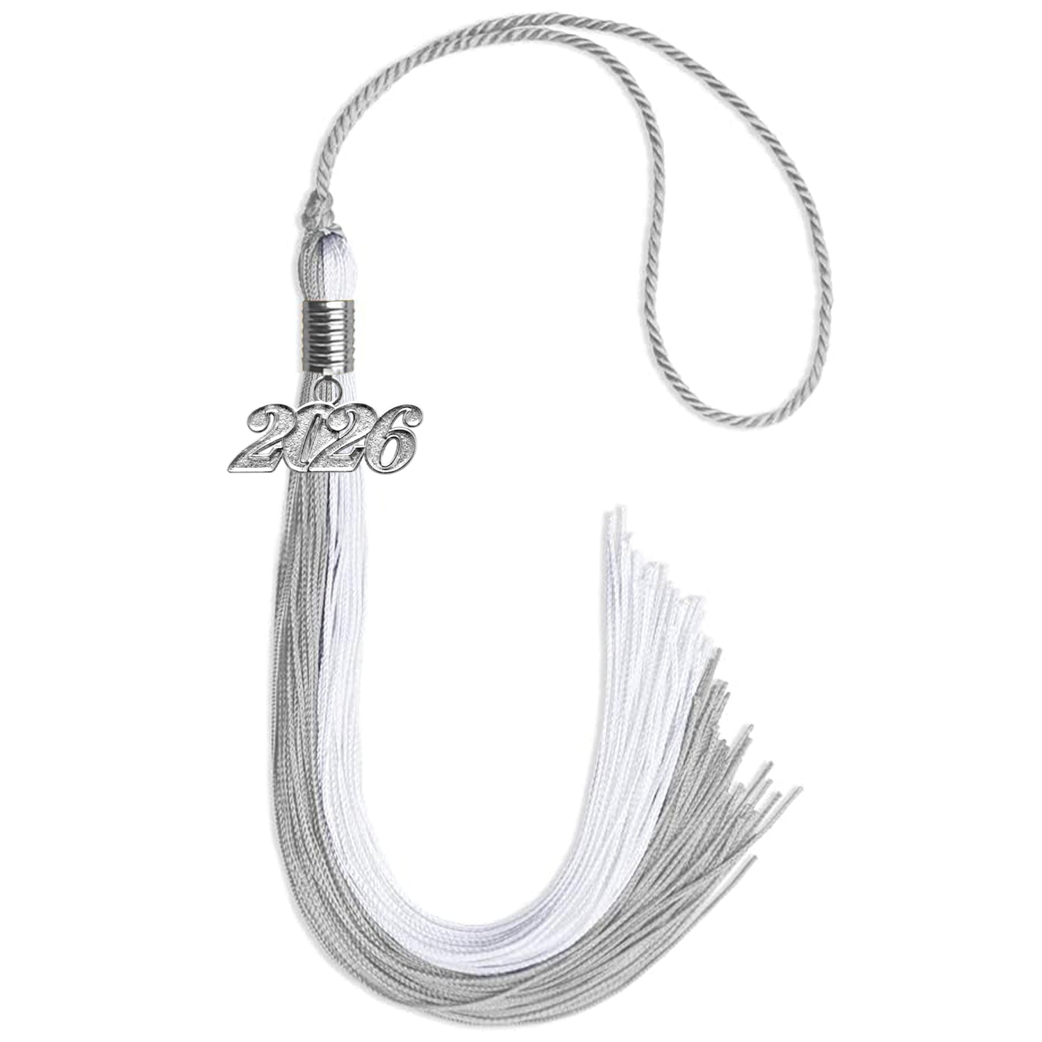 Grey/White Graduation Tassel with Silver Date Drop - Endea Graduation