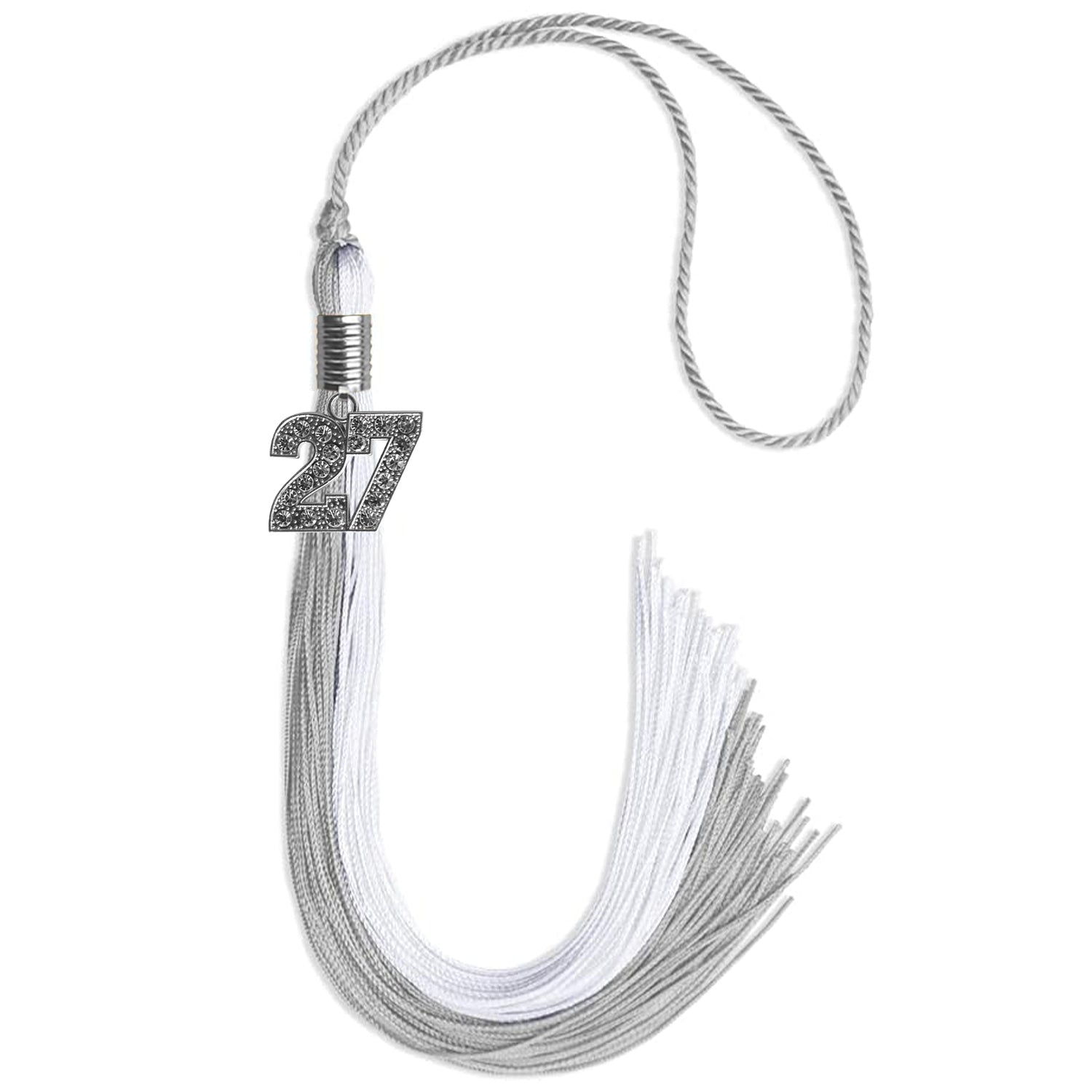 Grey/White Graduation Tassel with Silver Date Drop - Endea Graduation