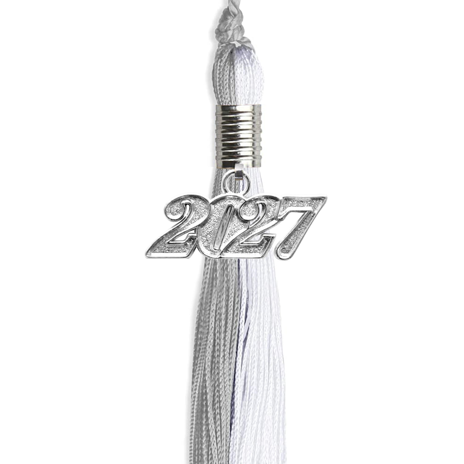 Grey/White Graduation Tassel with Silver Date Drop - Endea Graduation