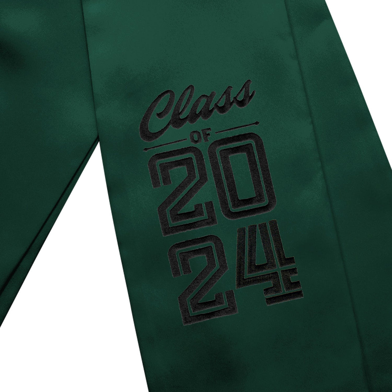 Hunter Green Class of 2024 Graduation Stole/Sash with Classic Tips - Endea Graduation