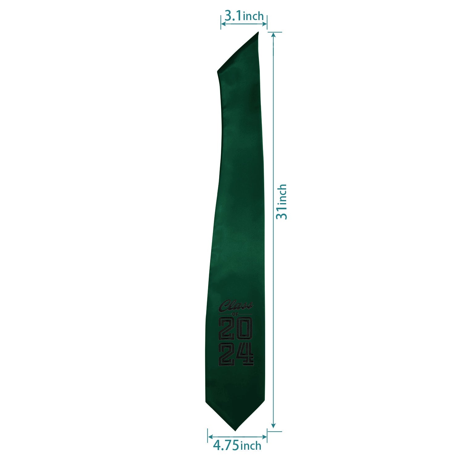 Hunter Green Class of 2024 Graduation Stole/Sash with Classic Tips - Endea Graduation