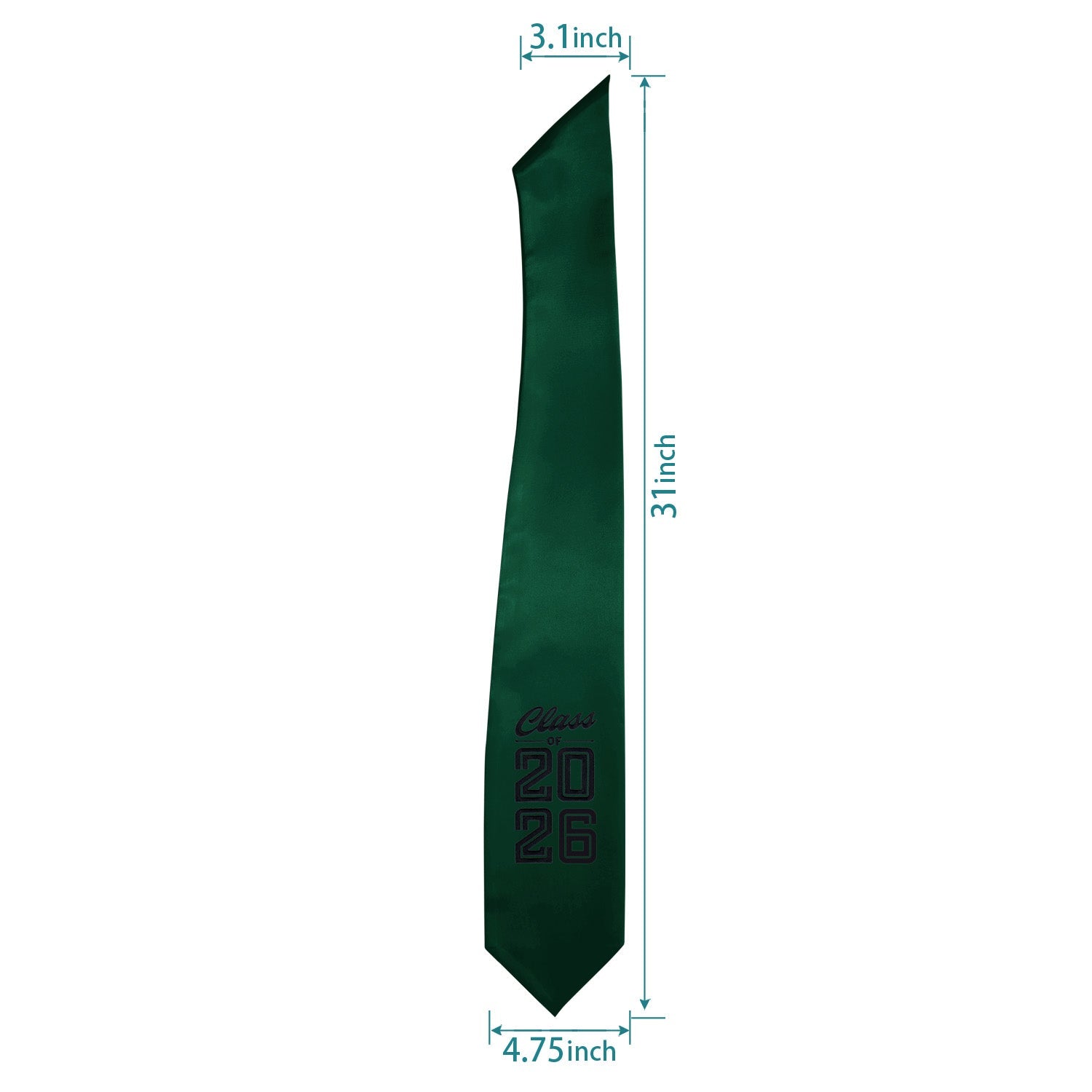 Hunter Green Class of 2026 Graduation Stole/Sash with Classic Tips - Endea Graduation