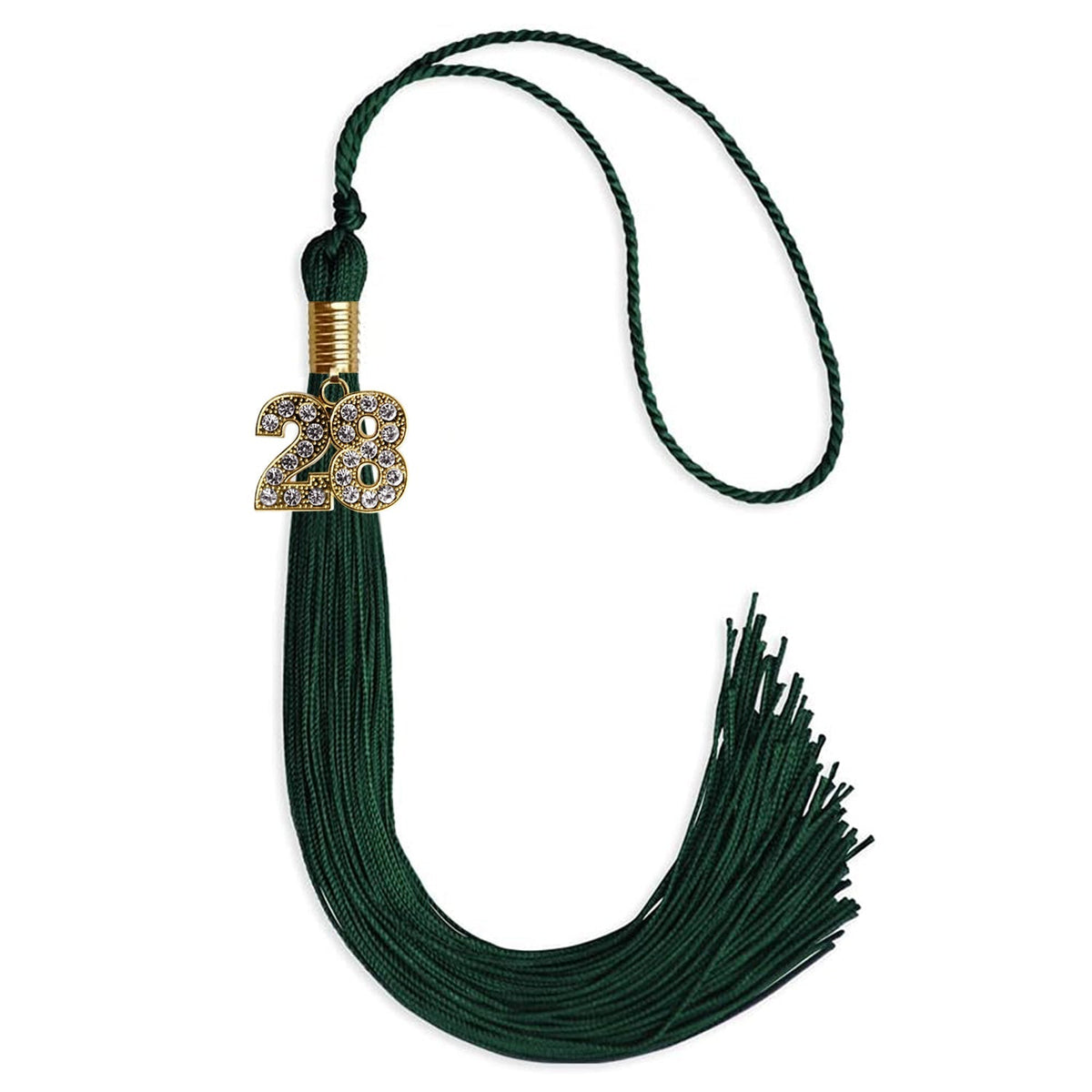 Hunter Green Graduation Tassel with Gold Bling Charm - Endea Graduation