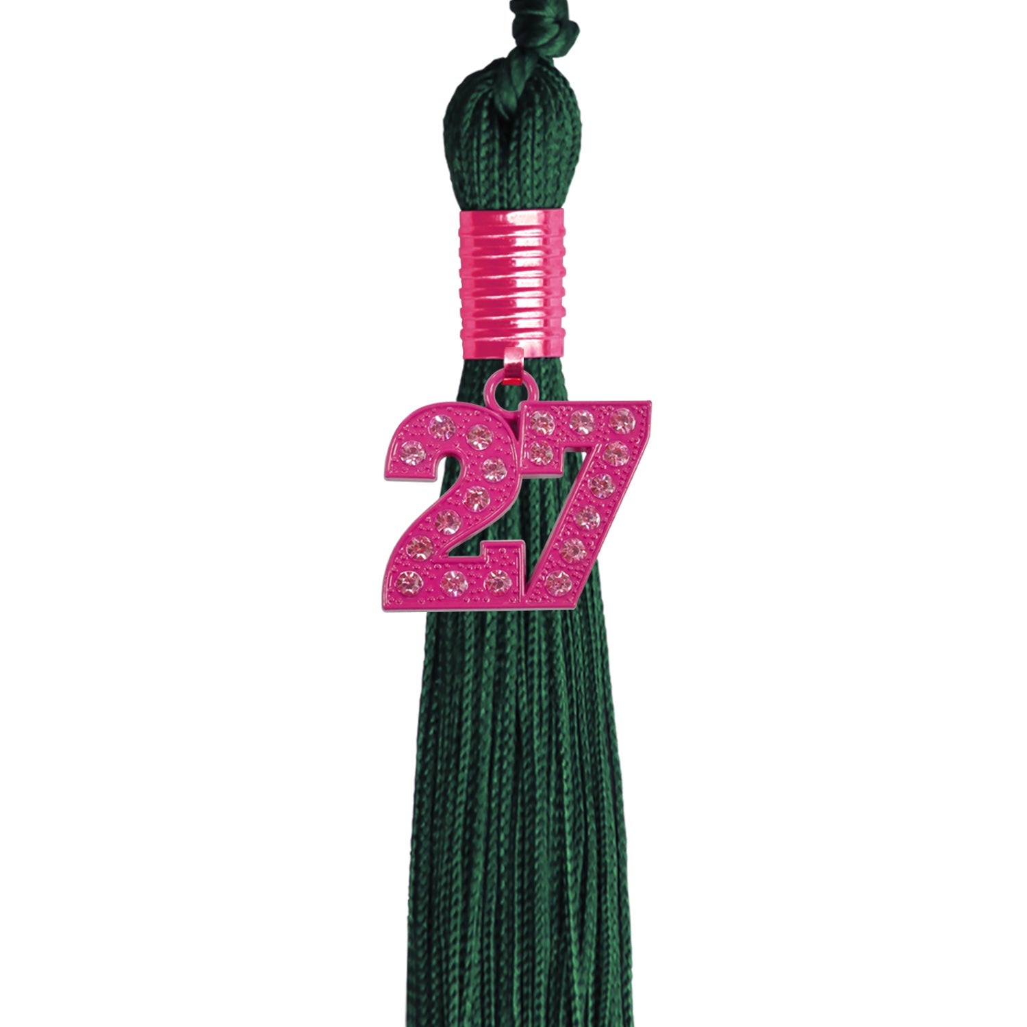 Hunter Green Graduation Tassel with Pink Bling Charm - Endea Graduation