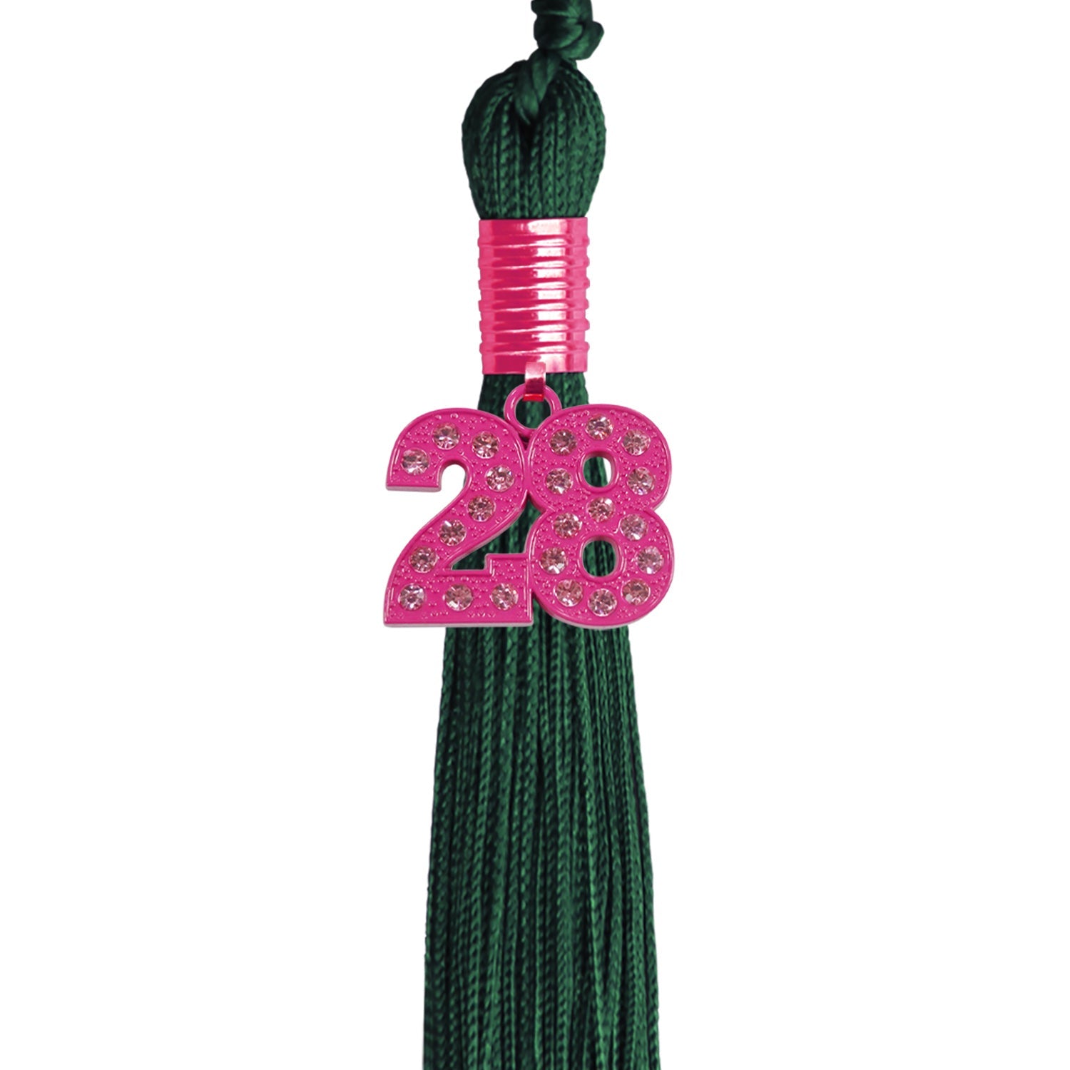 Hunter Green Graduation Tassel with Pink Bling Charm - Endea Graduation