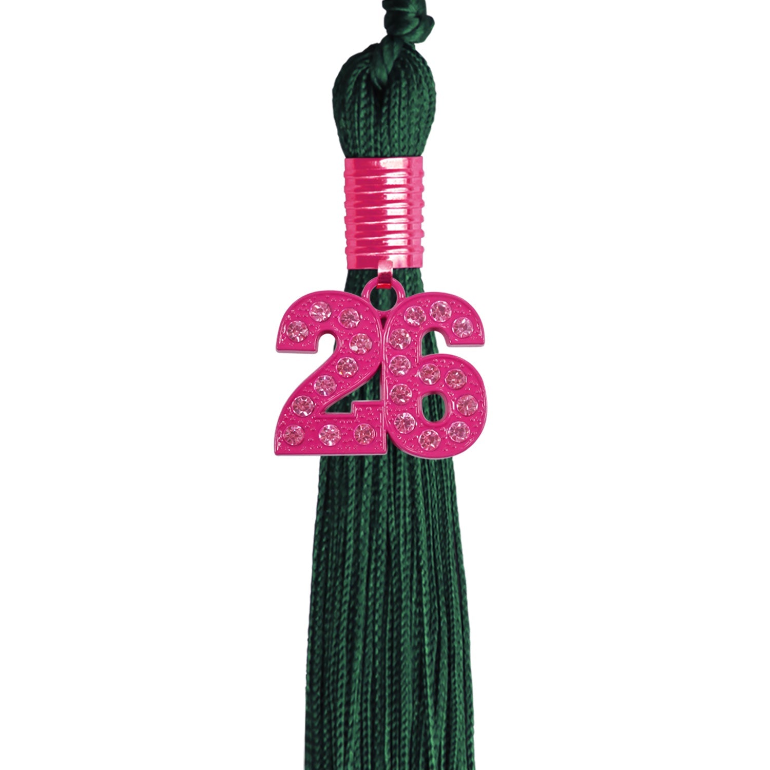 Hunter Green Graduation Tassel with Pink Bling Charm - Endea Graduation