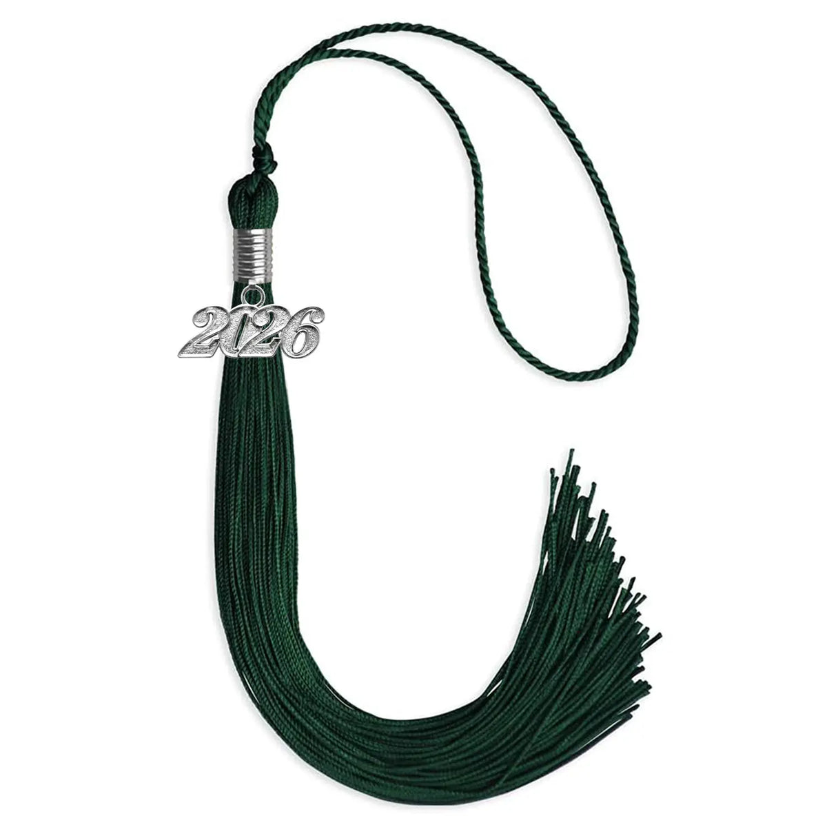 Hunter Green Graduation Tassel with Silver Date Drop by Endea Graduation