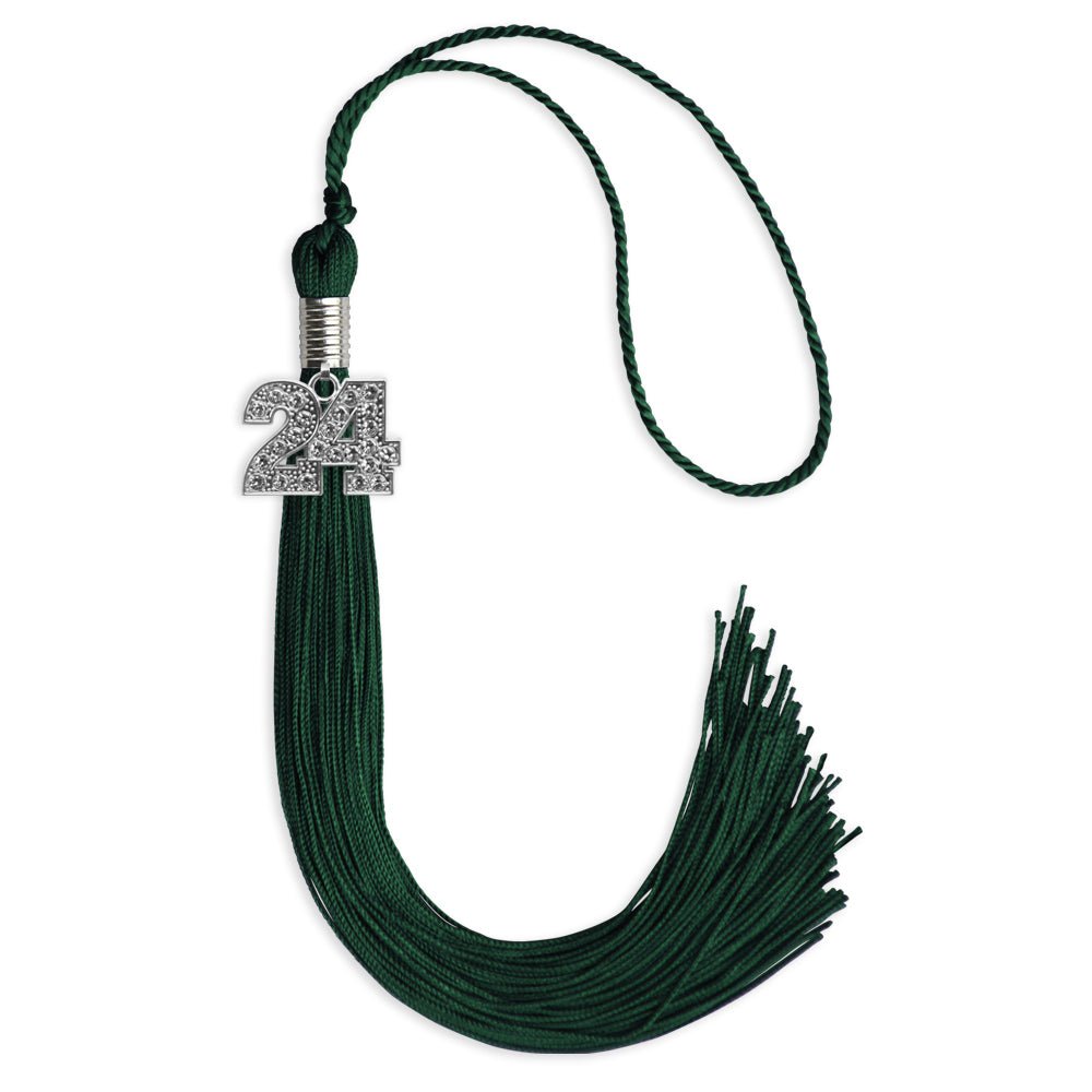 Hunter Green Graduation Tassel with Silver Date Drop - Endea Graduation