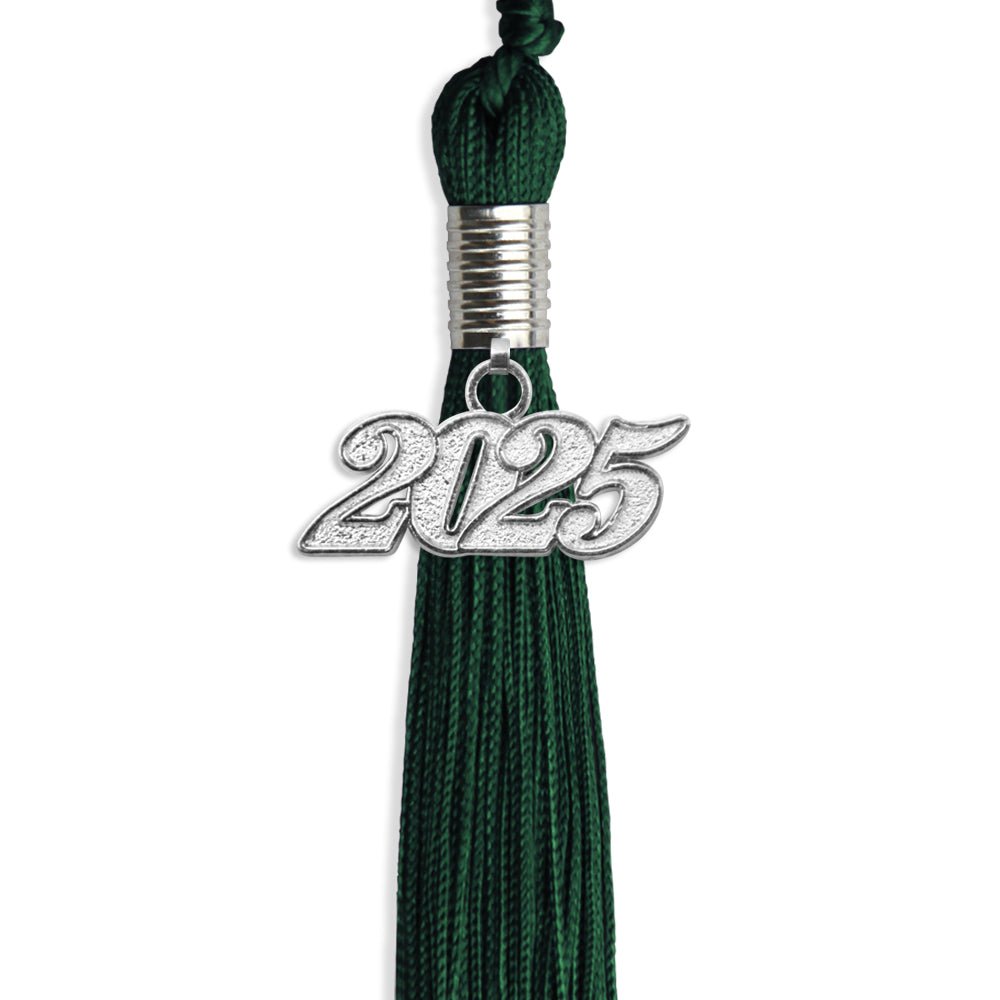 Hunter Green Graduation Tassel with Silver Date Drop - Endea Graduation