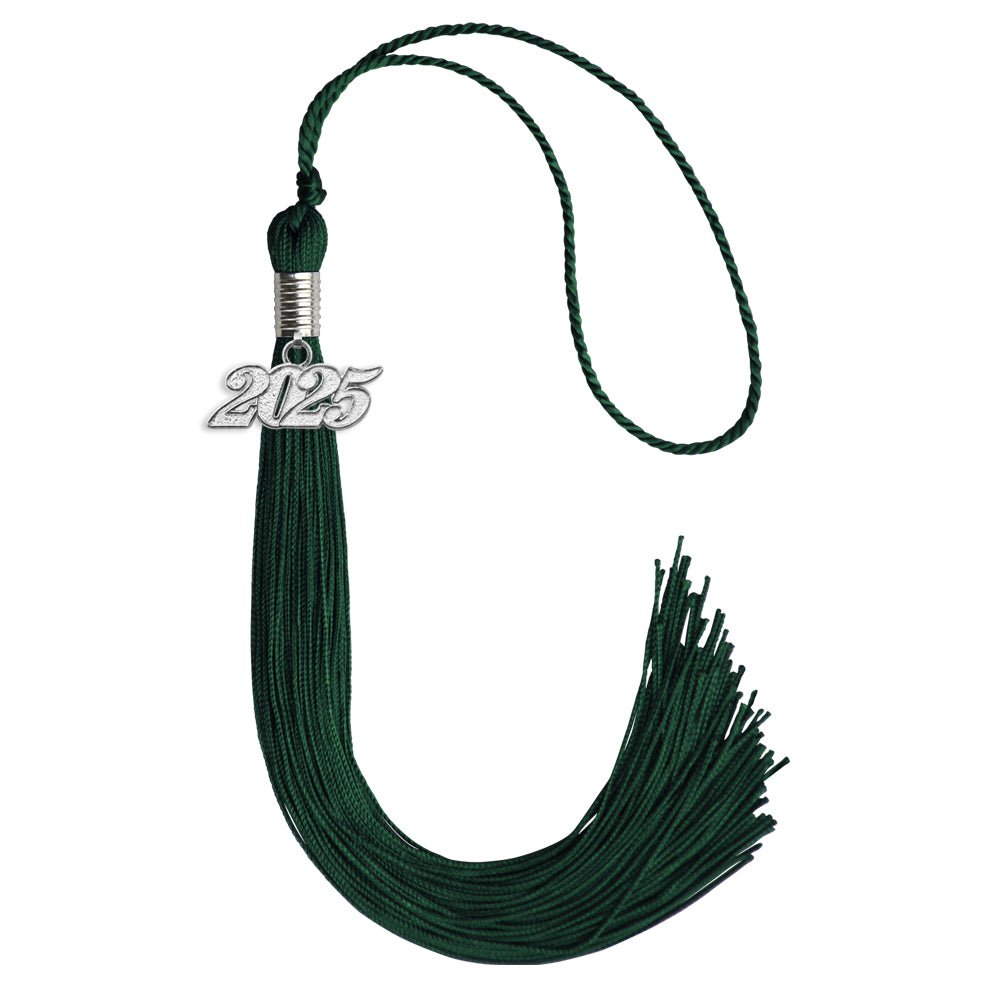 Hunter Green Graduation Tassel with Silver Date Drop - Endea Graduation