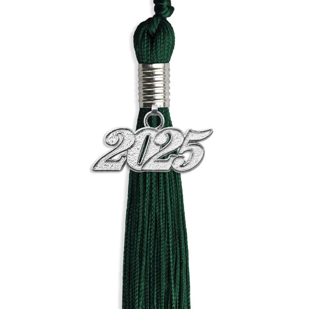 Hunter Green Graduation Tassel with Silver Date Drop by Endea Graduation