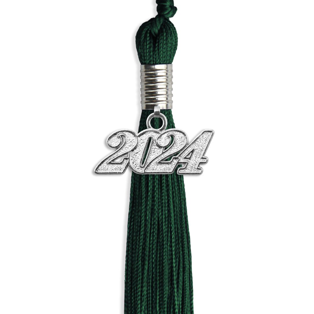 Hunter Green Graduation Tassel with Silver Date Drop - Endea Graduation