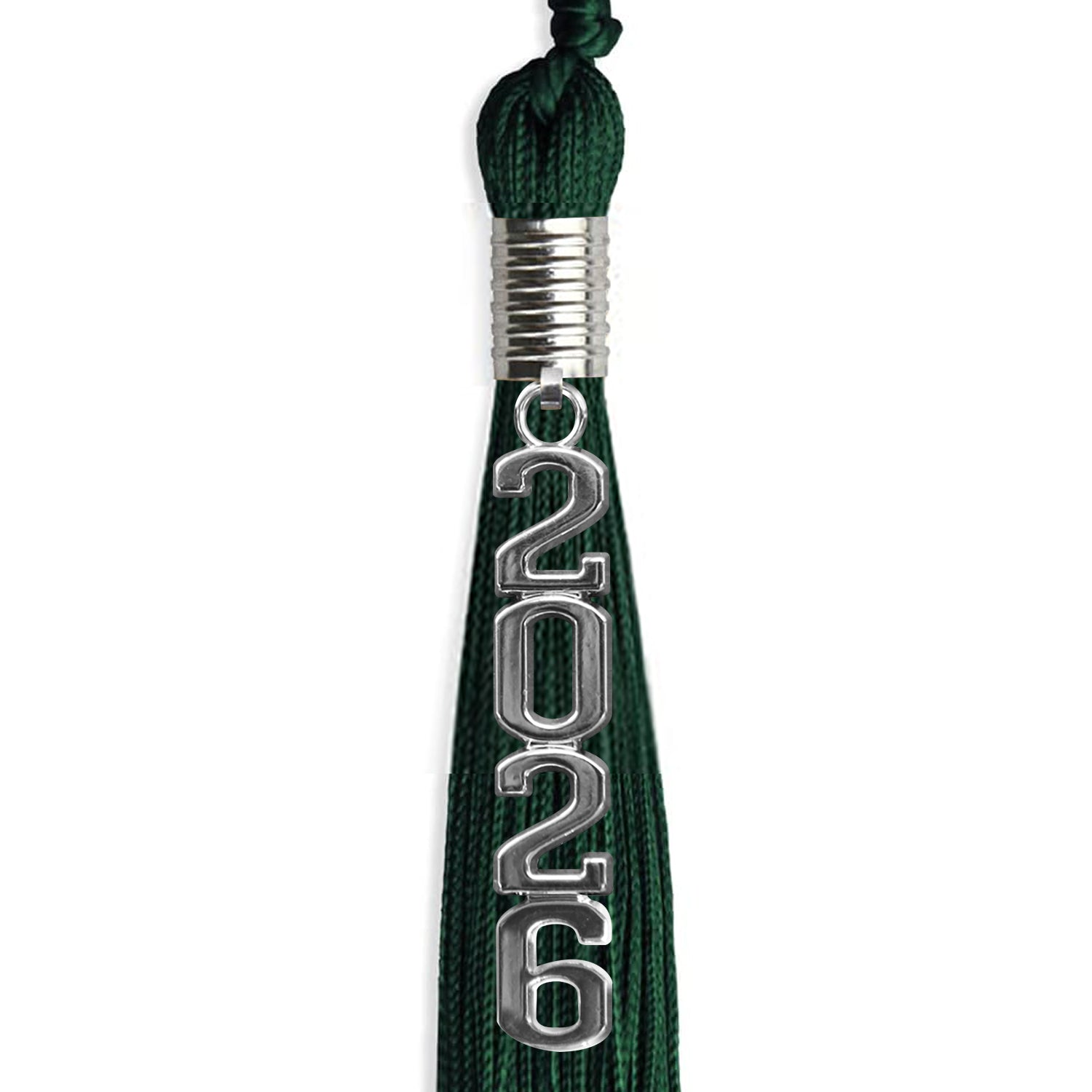 Hunter Green Graduation Tassel with Silver Stacked Date Drop - Endea Graduation