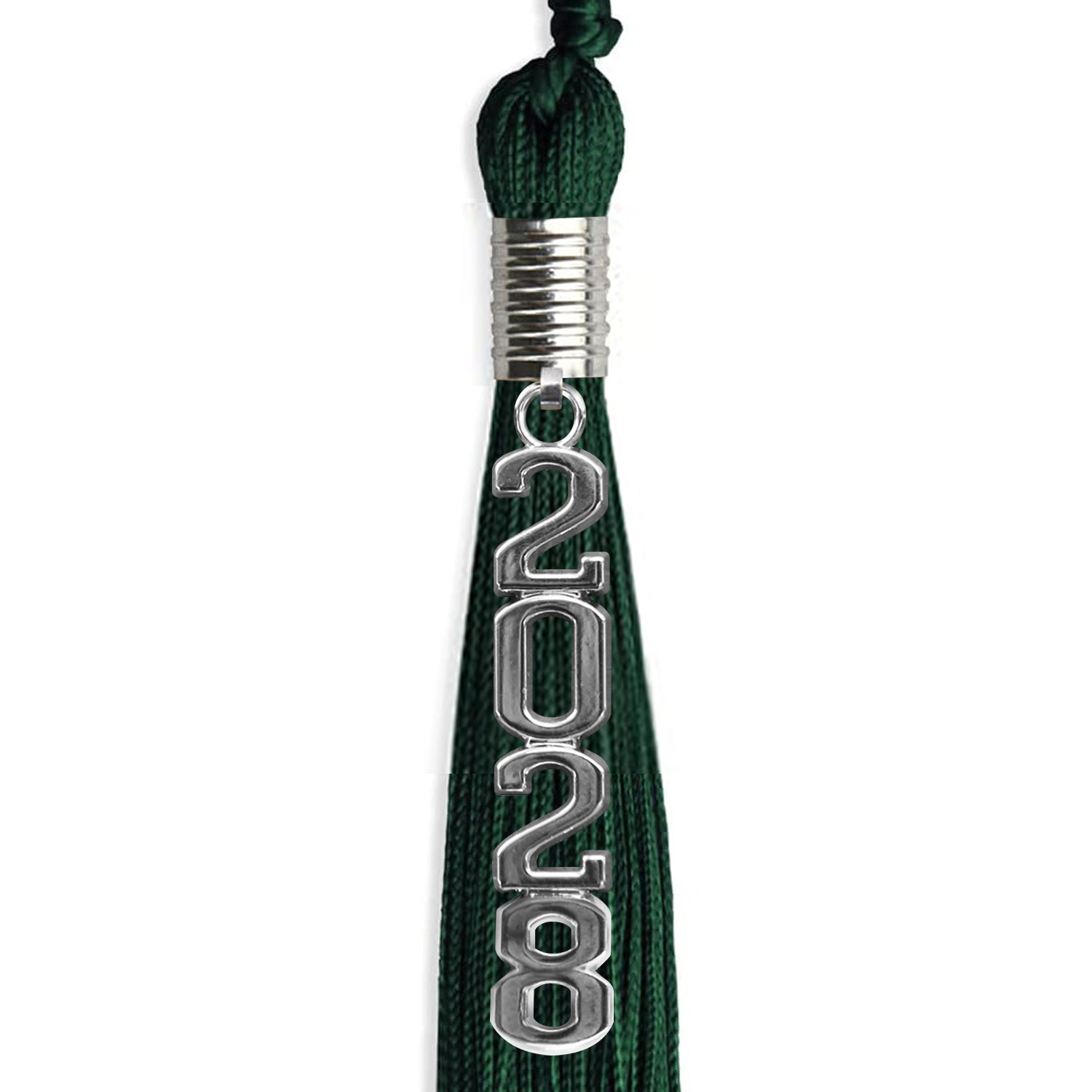 Hunter Green Graduation Tassel with Silver Stacked Date Drop - Endea Graduation