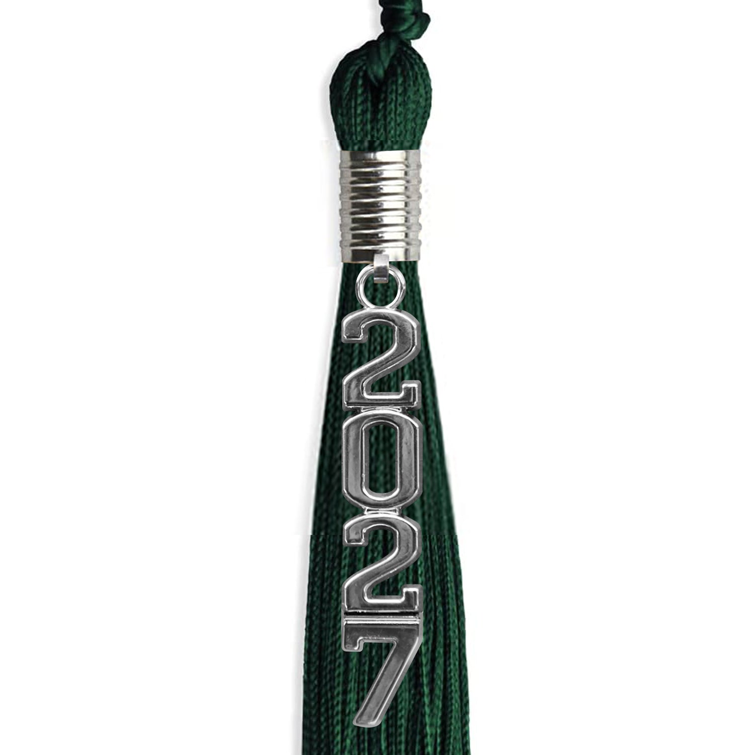 Hunter Green Graduation Tassel with Silver Stacked Date Drop - Endea Graduation