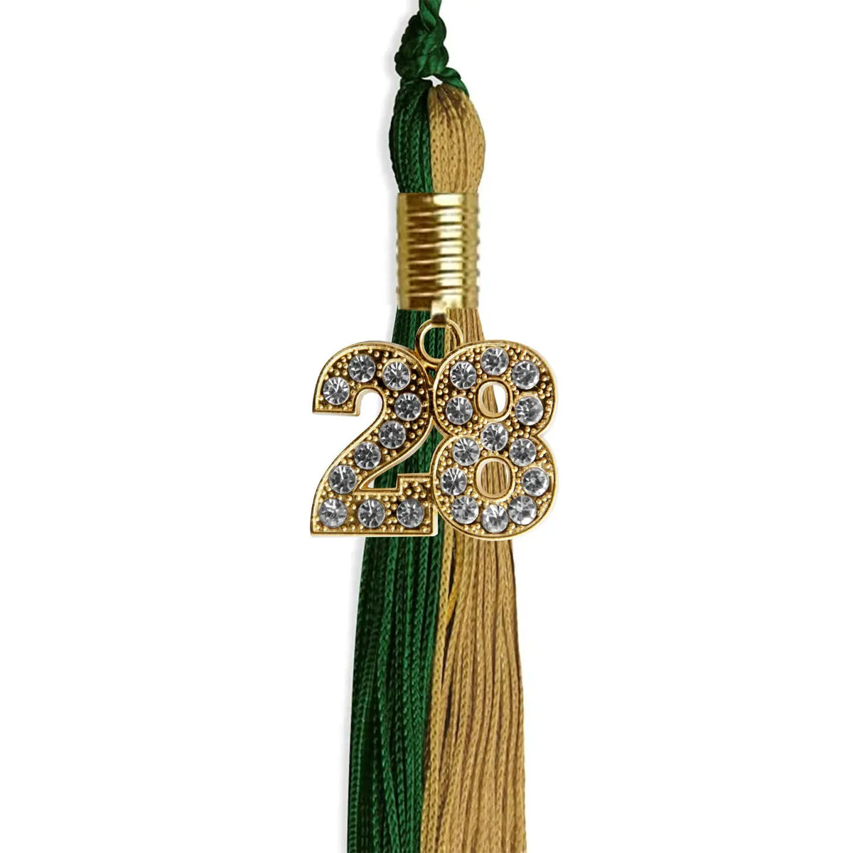 Hunter Green/Antique Gold Graduation Tassel with Gold Bling Charm - Endea Graduation