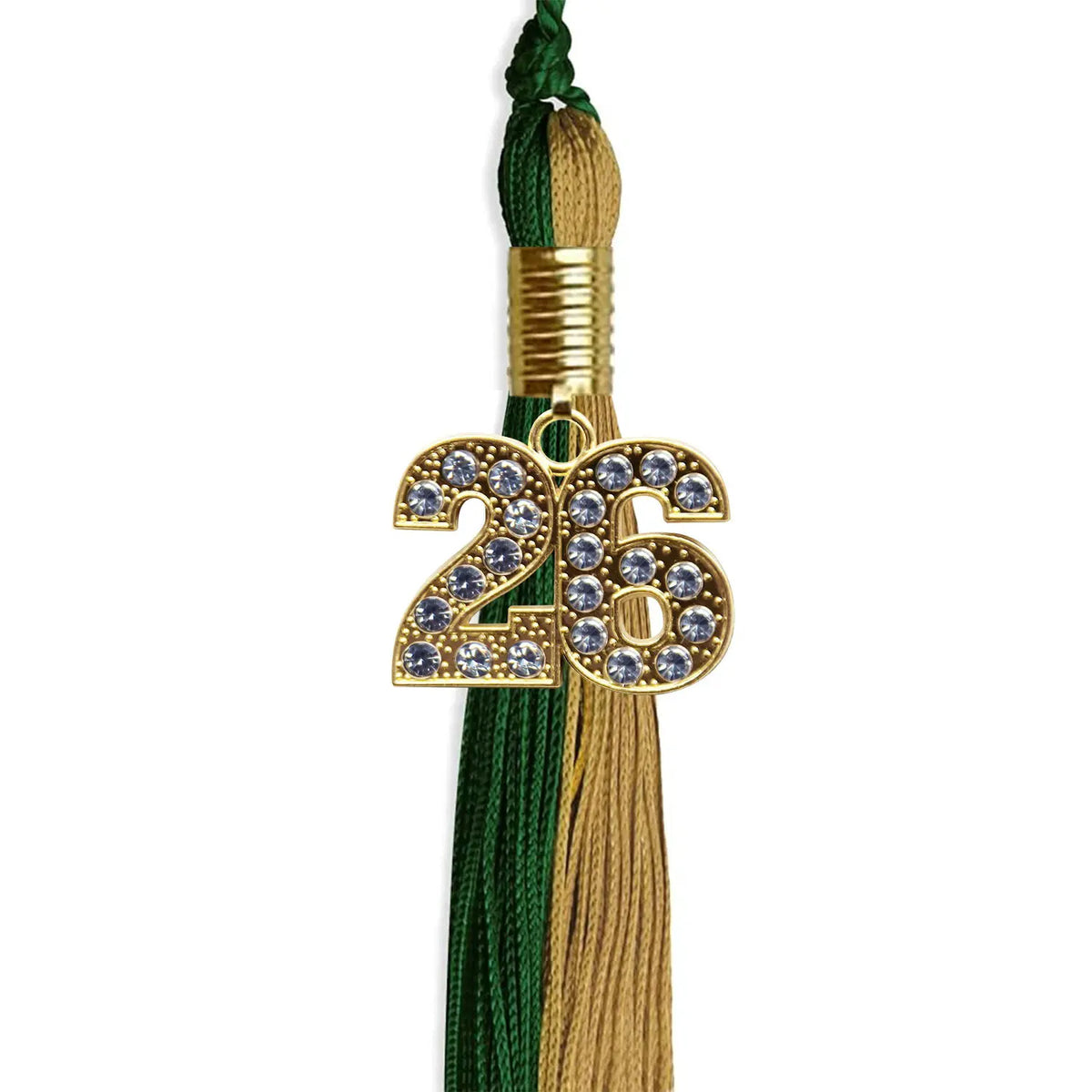 Hunter Green/Antique Gold Graduation Tassel with Gold Bling Charm - Endea Graduation