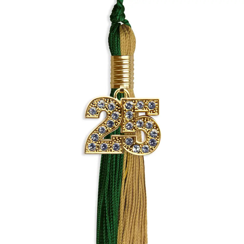 Hunter Green/Antique Gold Graduation Tassel with Gold Bling Charm - Endea Graduation