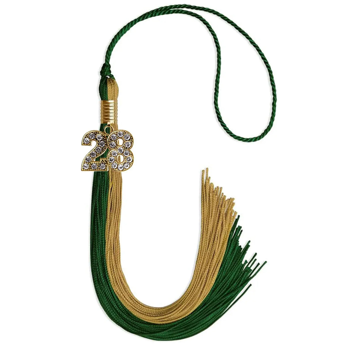 Hunter Green/Antique Gold Graduation Tassel with Gold Bling Charm - Endea Graduation