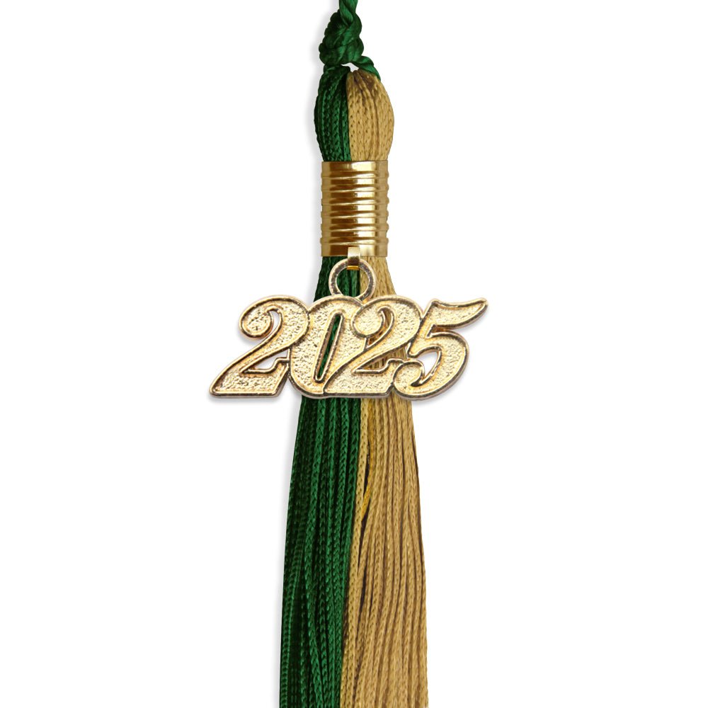 Hunter Green/Antique Gold Graduation Tassel with Gold Date Drop - Endea Graduation