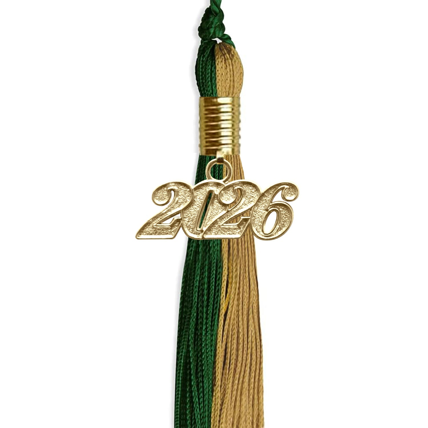 Hunter Green/Antique Gold Graduation Tassel with Gold Date Drop - Endea Graduation