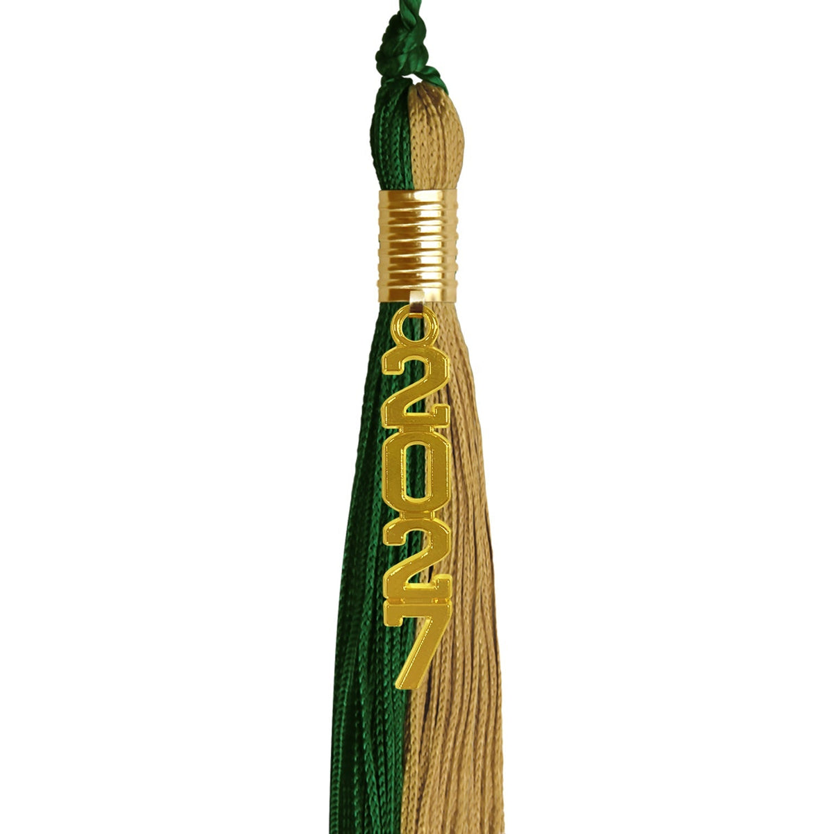 Hunter Green/Antique Gold Graduation Tassel with Gold Stacked Date Drop - Endea Graduation