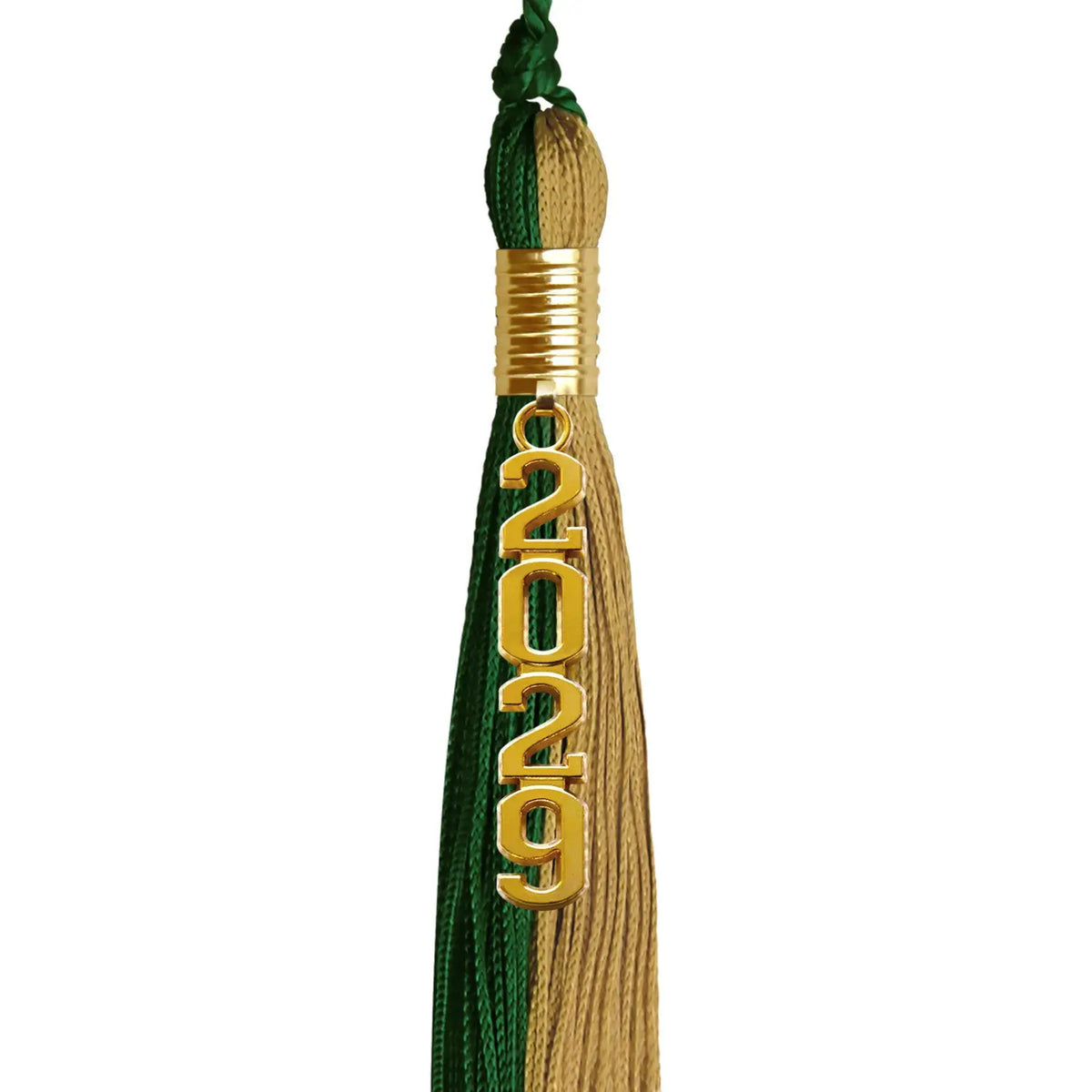 Hunter Green/Antique Gold Graduation Tassel with Gold Stacked Date Drop - Endea Graduation