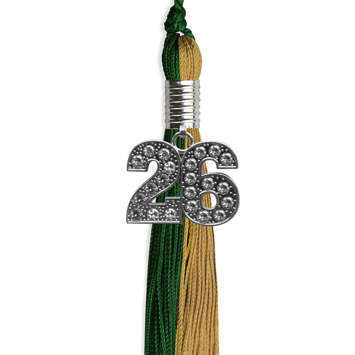 Hunter Green/Antique Gold Graduation Tassel with Silver Bling Charm - Endea Graduation