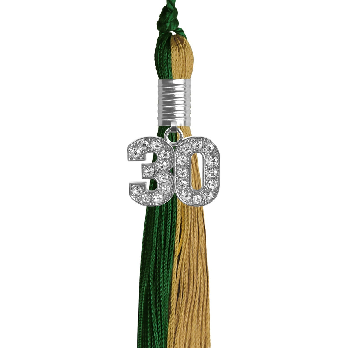 Hunter Green/Antique Gold Graduation Tassel with Silver Bling Charm - Endea Graduation