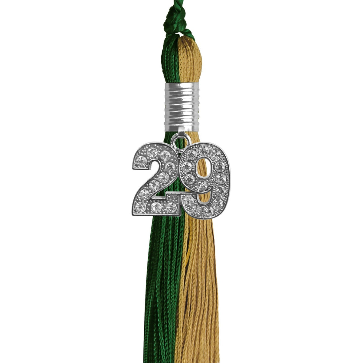 Hunter Green/Antique Gold Graduation Tassel with Silver Bling Charm - Endea Graduation