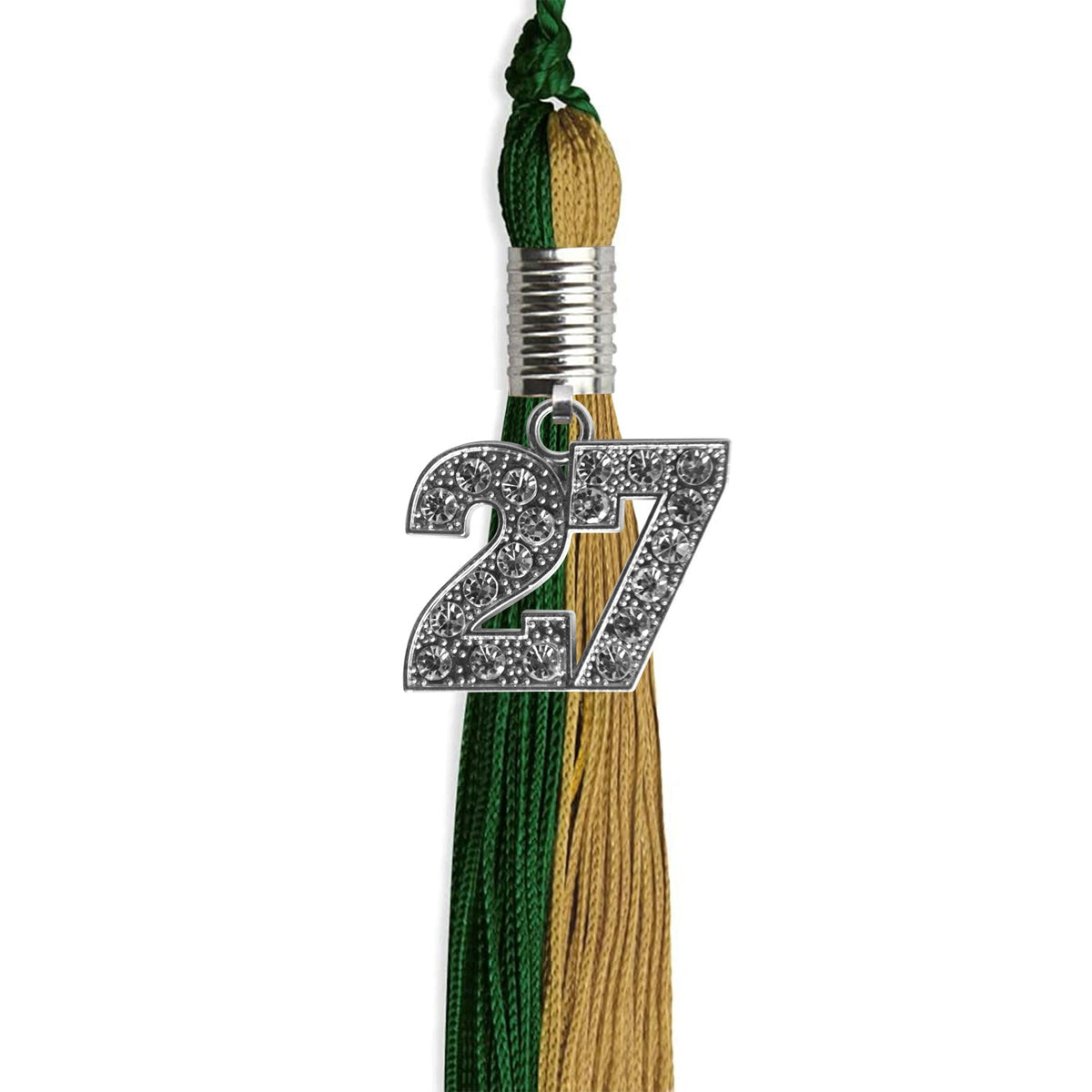 Hunter Green/Antique Gold Graduation Tassel with Silver Bling Charm - Endea Graduation