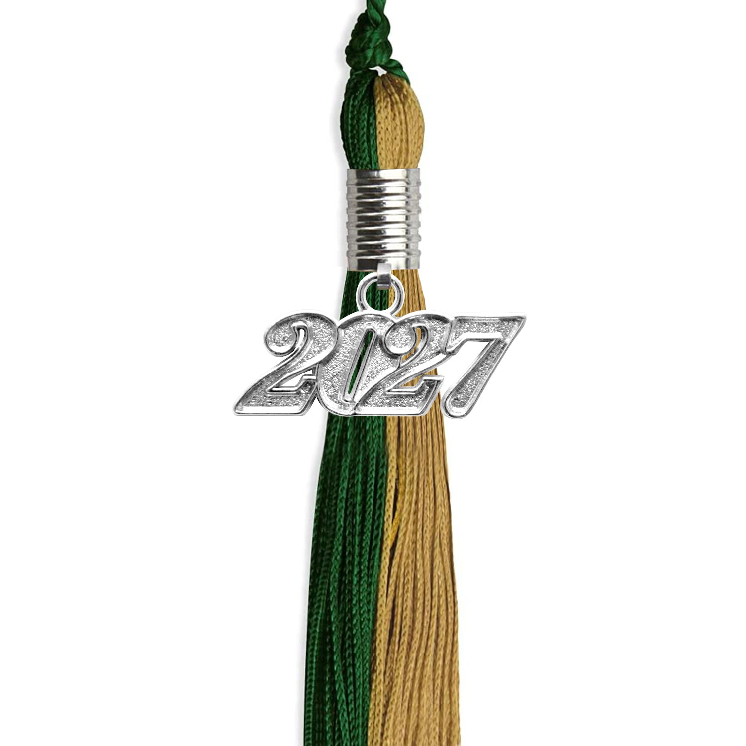 Hunter Green/Antique Gold Graduation Tassel with Silver Date Drop - Endea Graduation