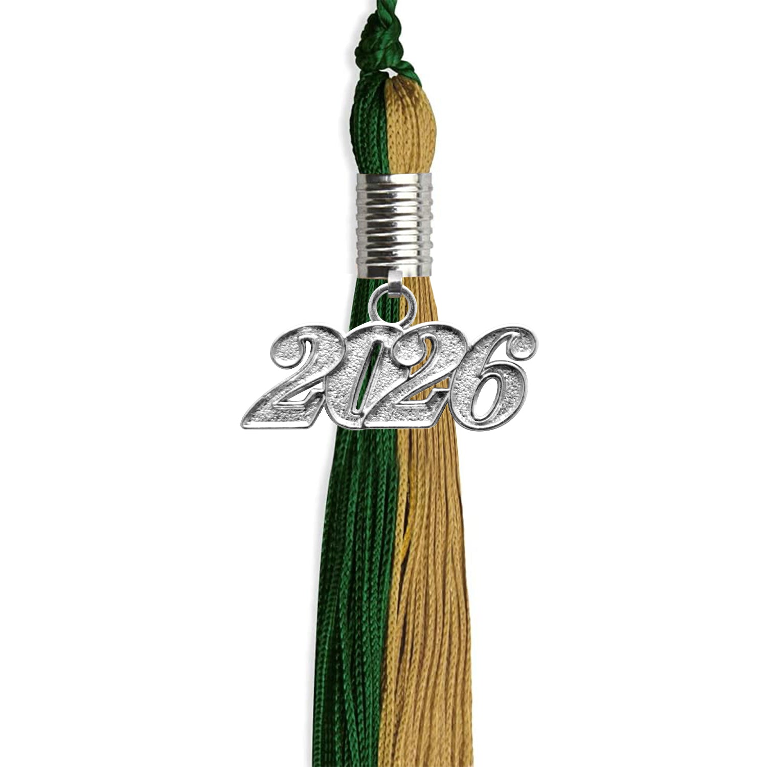 Hunter Green/Antique Gold Graduation Tassel with Silver Date Drop - Endea Graduation