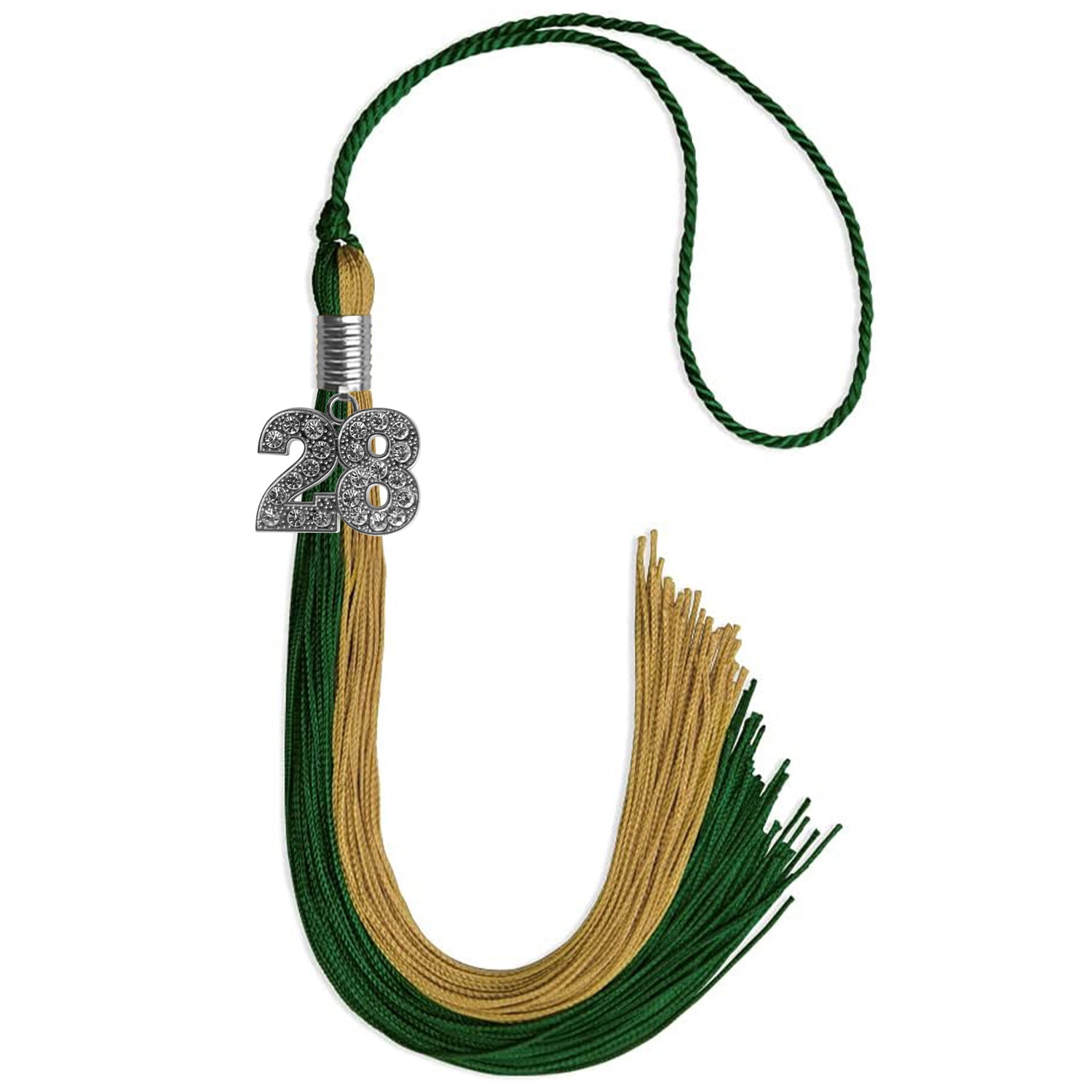 Hunter Green/Antique Gold Graduation Tassel with Silver Date Drop - Endea Graduation