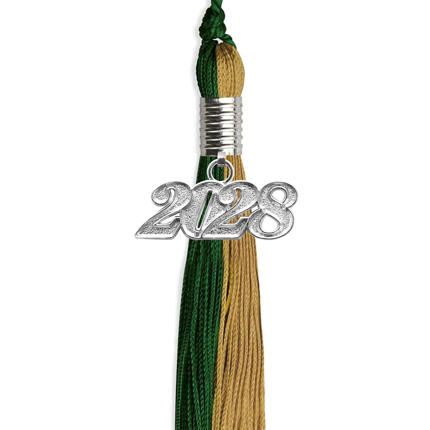 Hunter Green/Antique Gold Graduation Tassel with Silver Date Drop - Endea Graduation