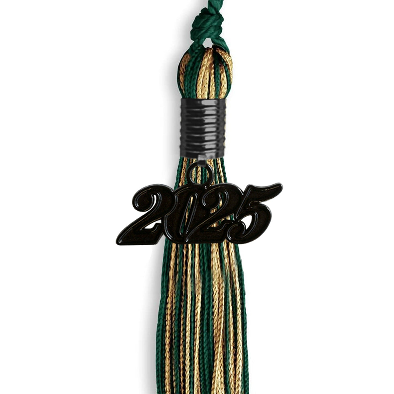 Hunter Green/Antique Gold Mixed Color Graduation Tassel with Black Date Drop - Endea Graduation