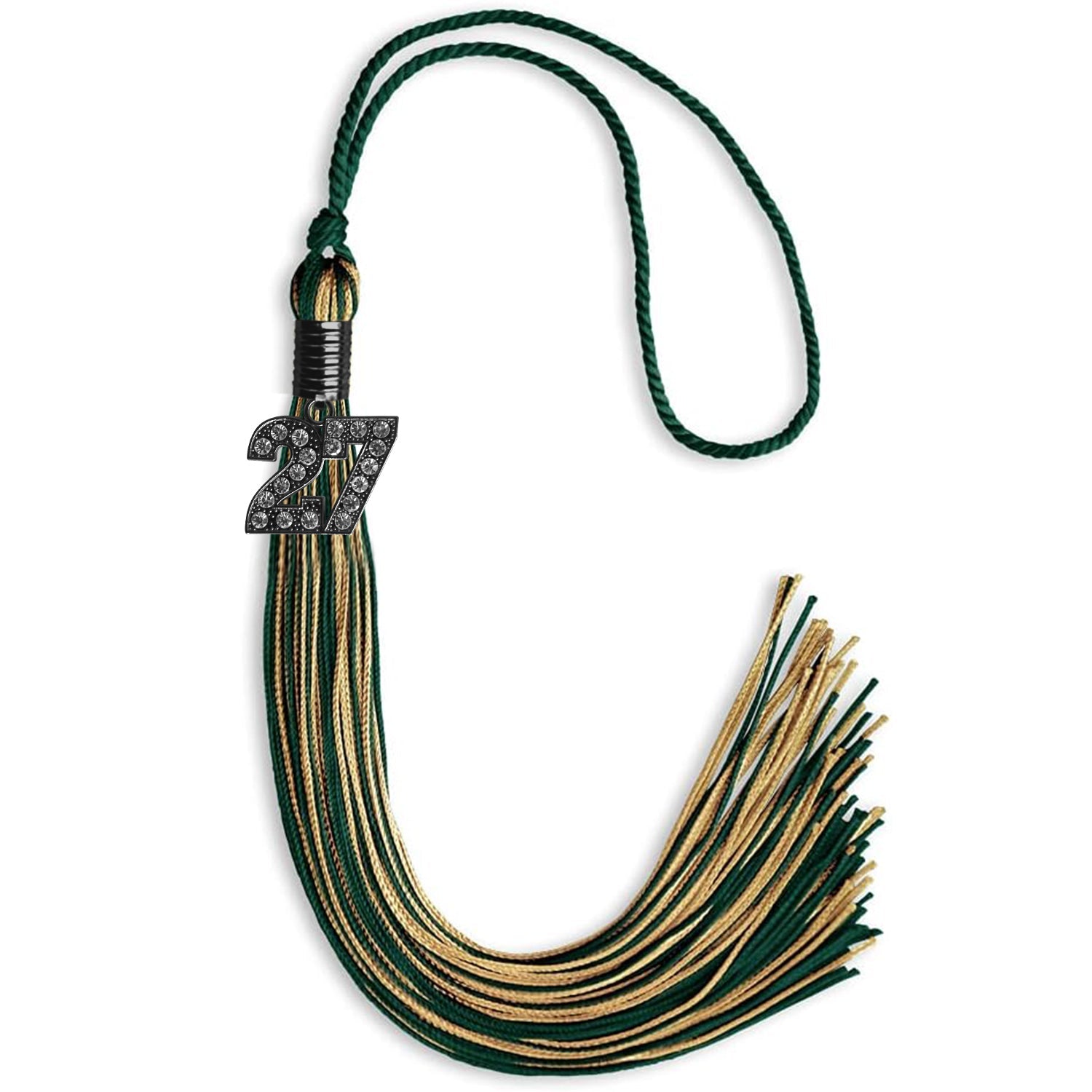 Hunter Green/Antique Gold Mixed Color Graduation Tassel with Black Date Drop - Endea Graduation