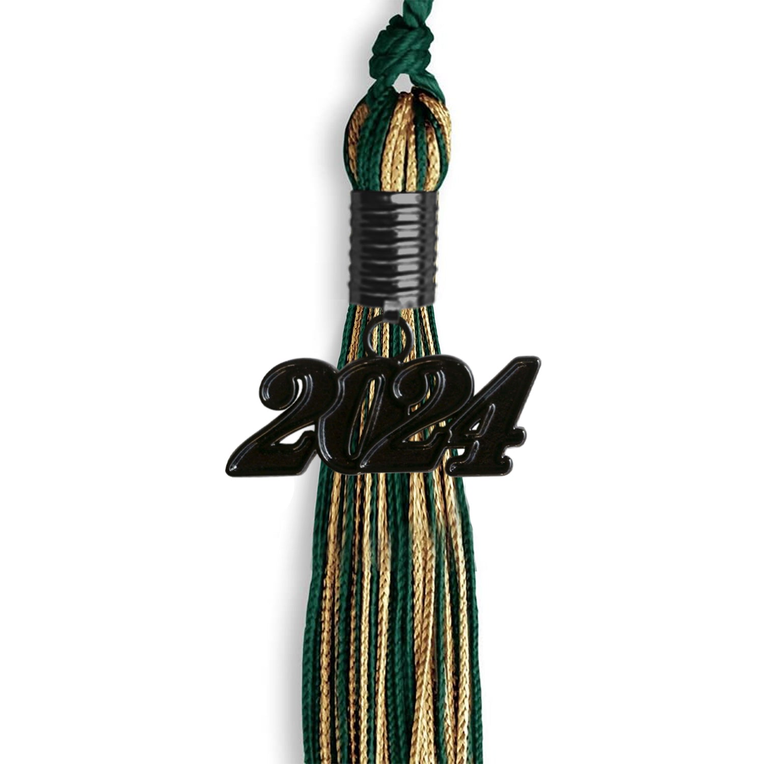 Hunter Green/Antique Gold Mixed Color Graduation Tassel with Black Date Drop - Endea Graduation